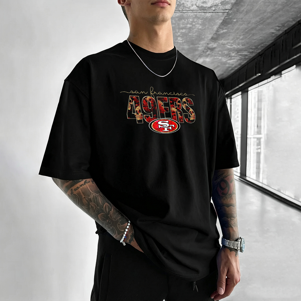 49ers Distressed Stack Letter Printed T-Shirt