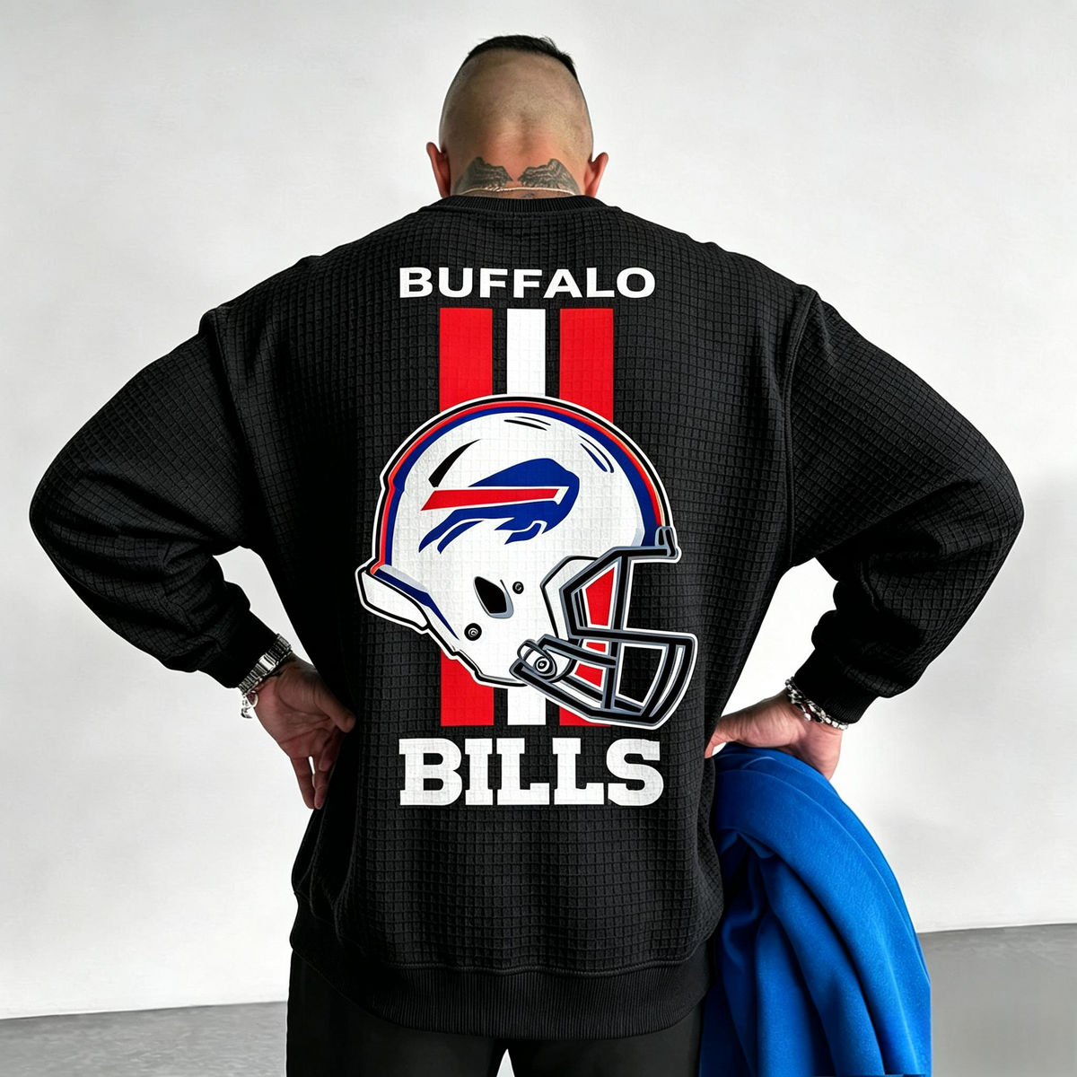 Buffalo Bills Helmet Waffle Knit Crewneck Sweatshirt Main image