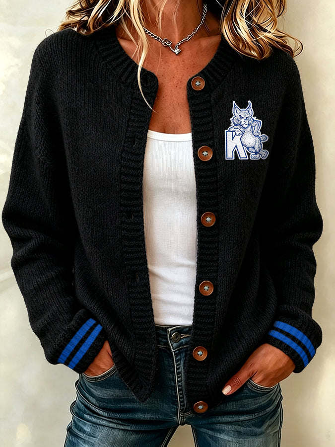 Women'S Casual Football Plant Knitted Cardigan Top
