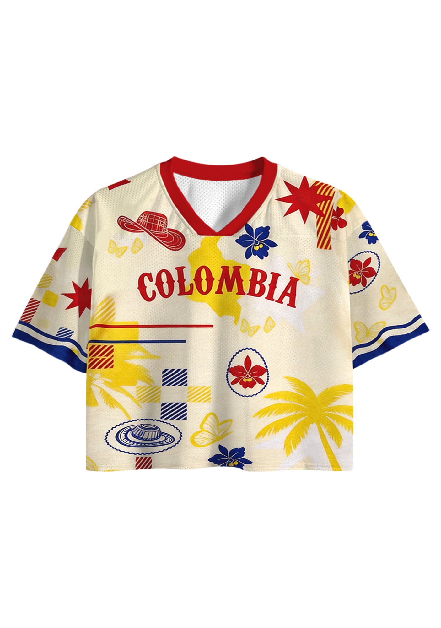 Retro Colombia Tropical Cropped Mesh Jersey Shirt Secondary image