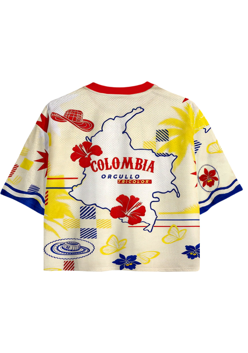 Retro Colombia Tropical Cropped Mesh Jersey Shirt