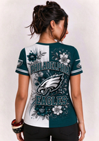 Women Philadelphia Eagles Floral Henley T-Shirt