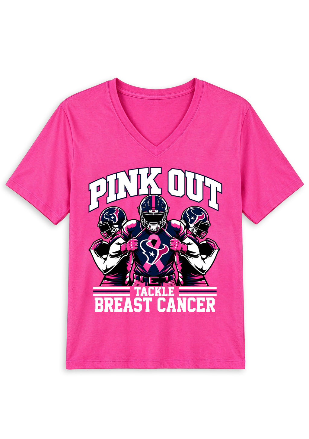 Houston Texans Pink Out Tackle Breast Cancer Awareness V-Neck T-Shirt