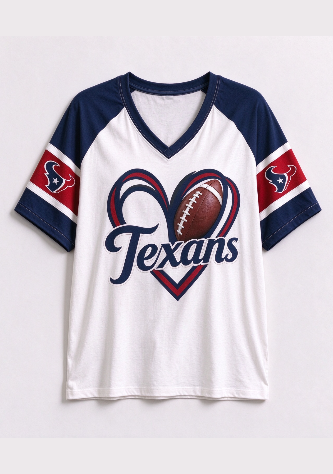 Women Houston Texans Heart Graphic V-Neck Fan T-Shirt Secondary image
