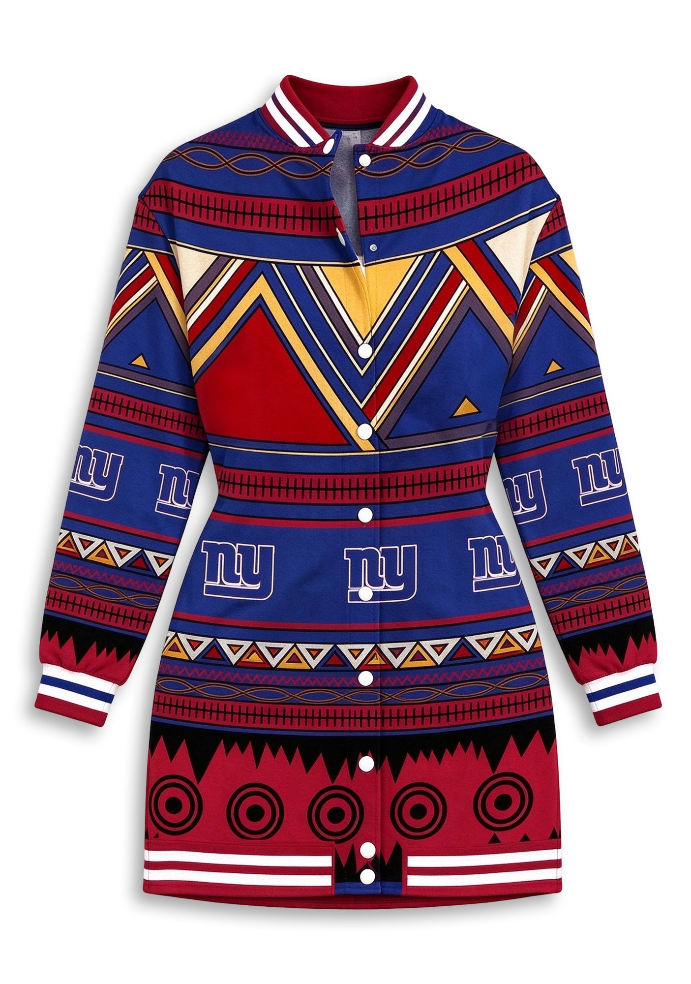 Women's New York Giants Tribal Geometric Button Down Jacket Dress Secondary image