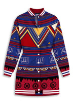 Women's New York Giants Tribal Geometric Button Down Jacket Dress