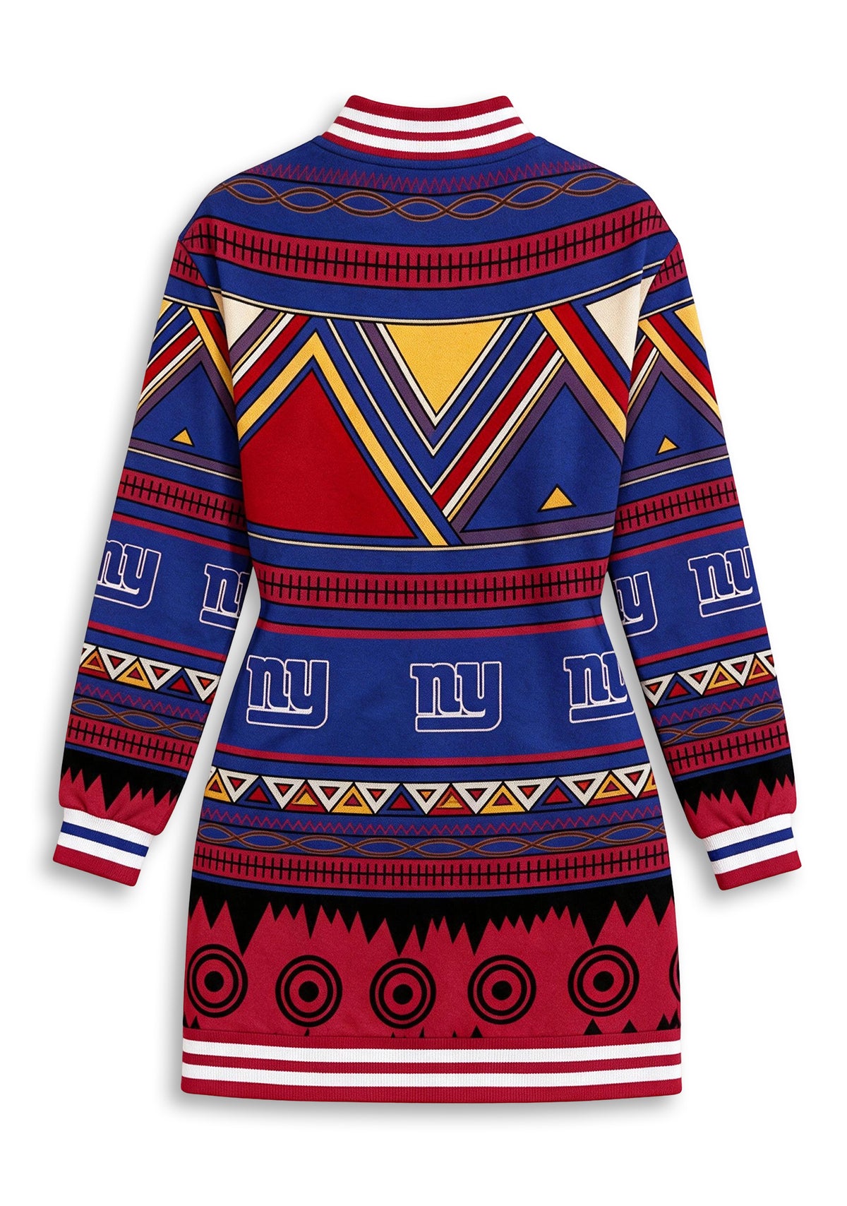 Women's New York Giants Tribal Geometric Button Down Jacket Dress