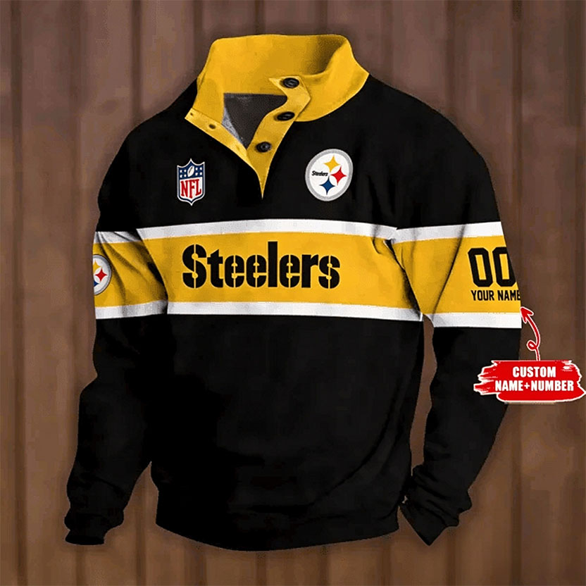 Men's Pittsburgh Steelers Button Mock Neck Sweatshirt Main image