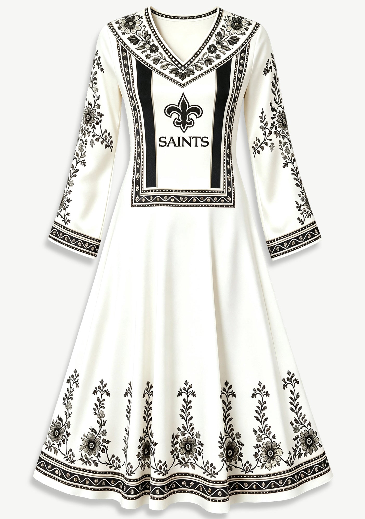 New Orleans Saints Boho Floral Printed Game‑Day Midi Dress Secondary image