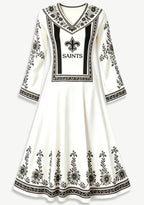 New Orleans Saints Boho Floral Printed Game‑Day Midi Dress