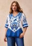 Women’s Detroit Lions Boho Floral V-Neck 3/4 Sleeve Shirt