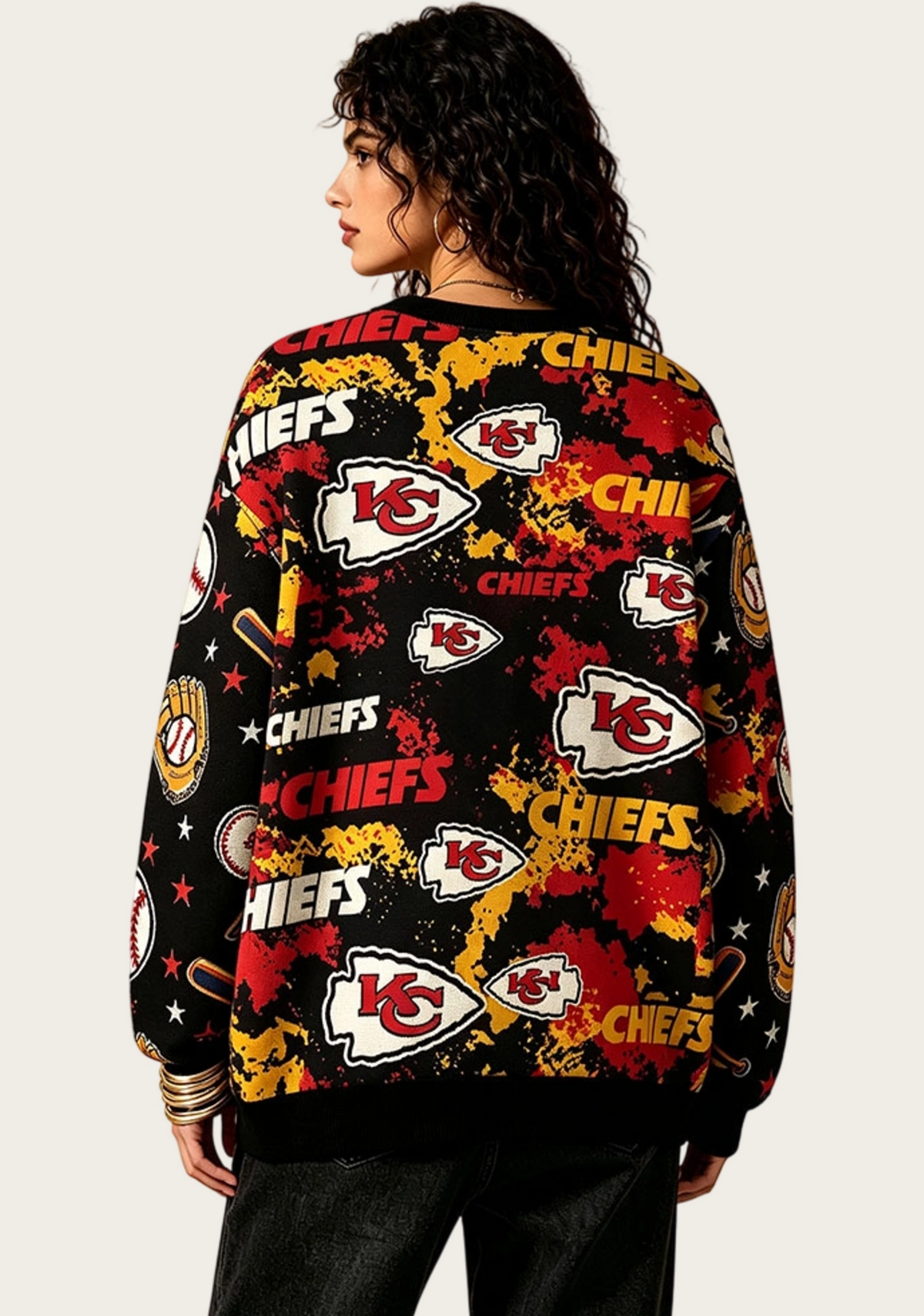 Kansas City Chiefs Splash‑Pattern All‑Over Print Lightweight Cardigan