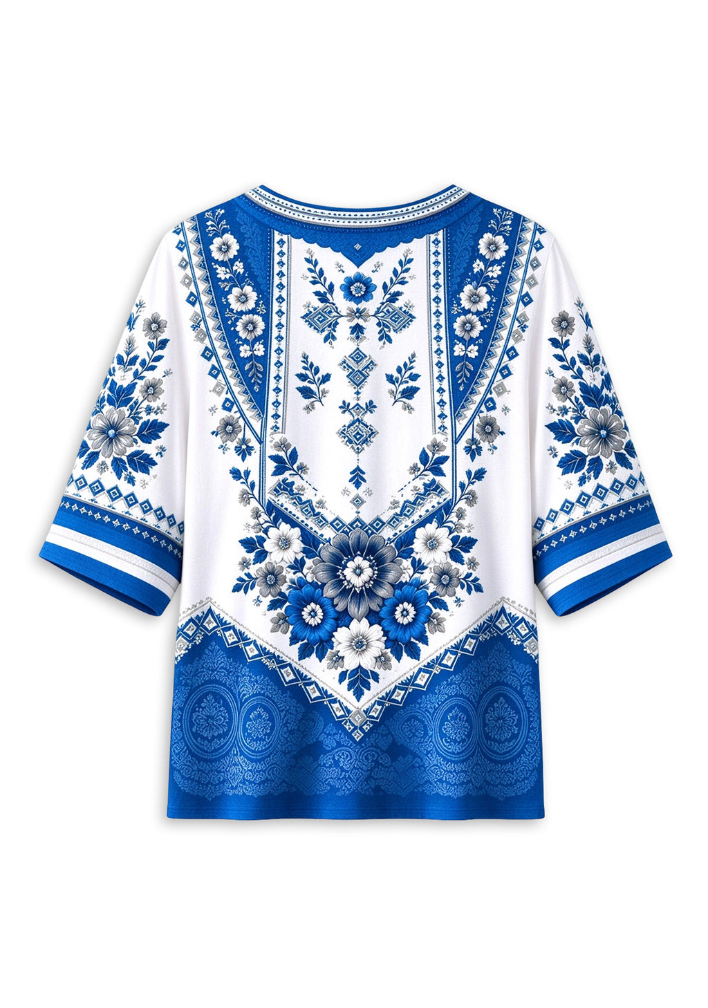 Women’s Detroit Lions Boho Floral V-Neck 3/4 Sleeve Shirt