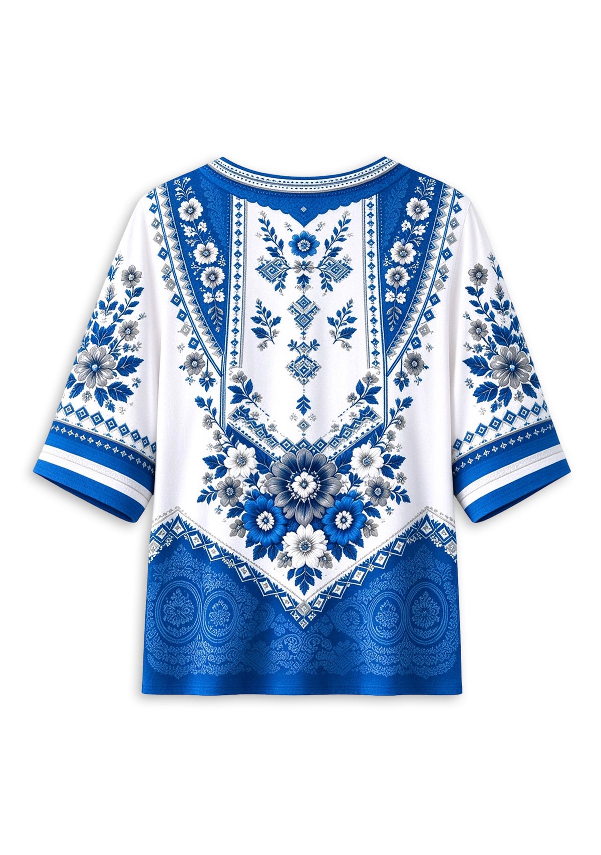 Women’s Detroit Lions Boho Floral V-Neck 3/4 Sleeve Shirt