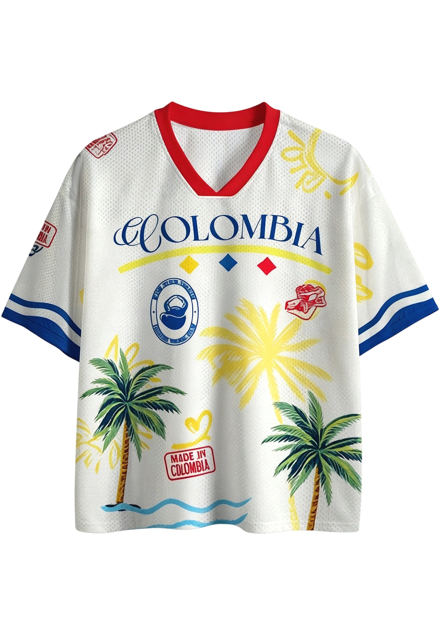 Colombia Stamp Print Mesh Jersey Shirts Main image