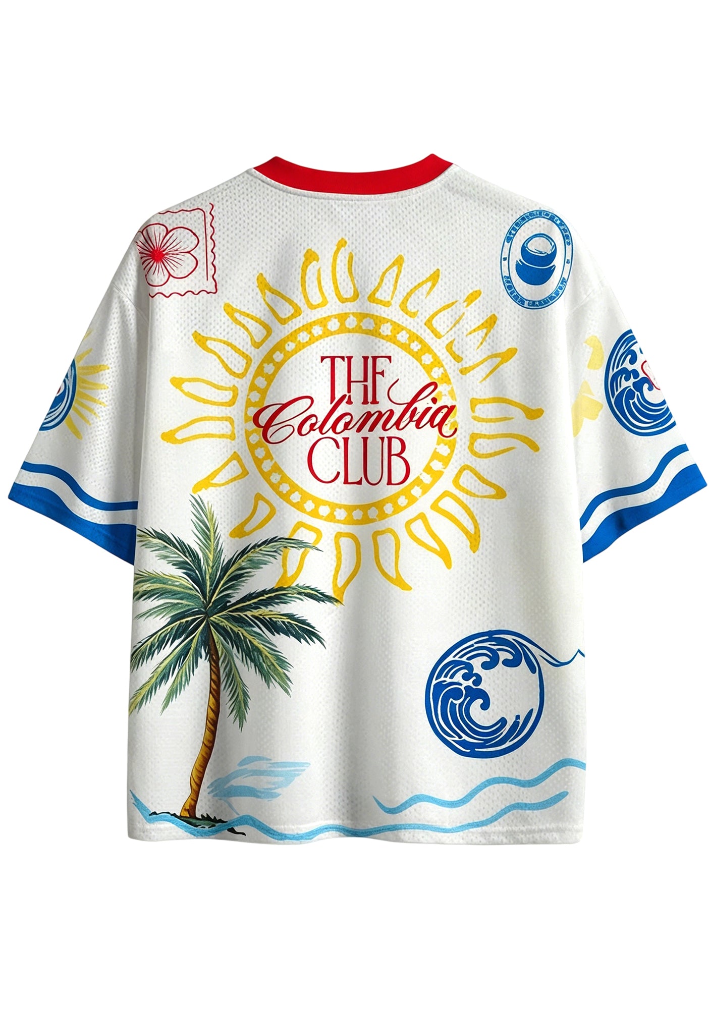 Colombia Stamp Print Mesh Jersey Shirts