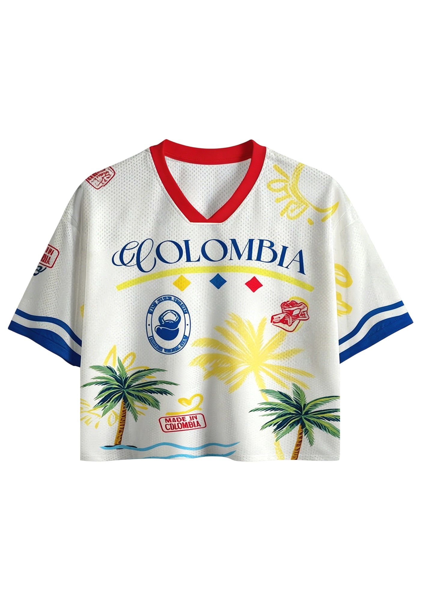 Colombia Stamp Print Cropped Mesh Jersey Shirt Main image