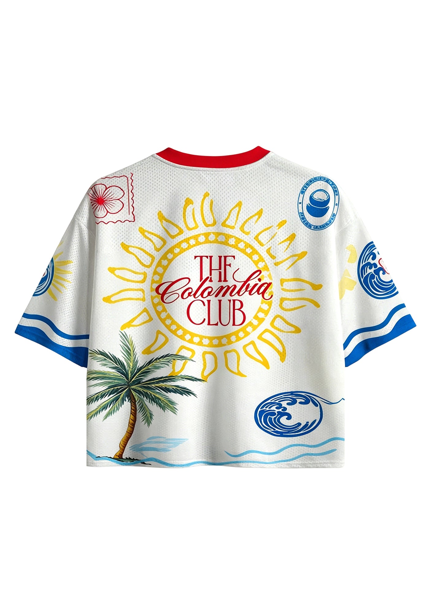 Colombia Stamp Print Cropped Mesh Jersey Shirt Secondary image