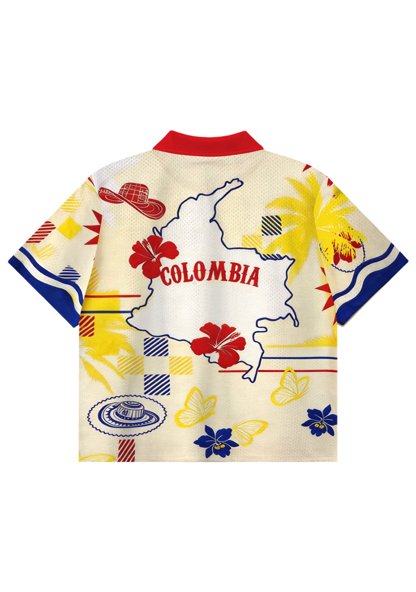Retro Colombia Tropical Cropped Collared Soccer Jersey