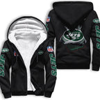 New York Jets Fleece Lined Zip Up Football Fan Hooded Jacket