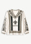 New Orleans Saints Boho Floral Printed V-Neck Long Sleeve Shirt