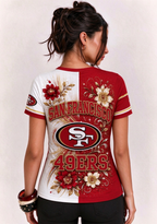 Women San Francisco 49ers Floral Henley T-Shirt
