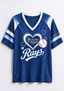 Women Tampa Bay Rays Heart Baseball Graphic V-Neck T-Shirt