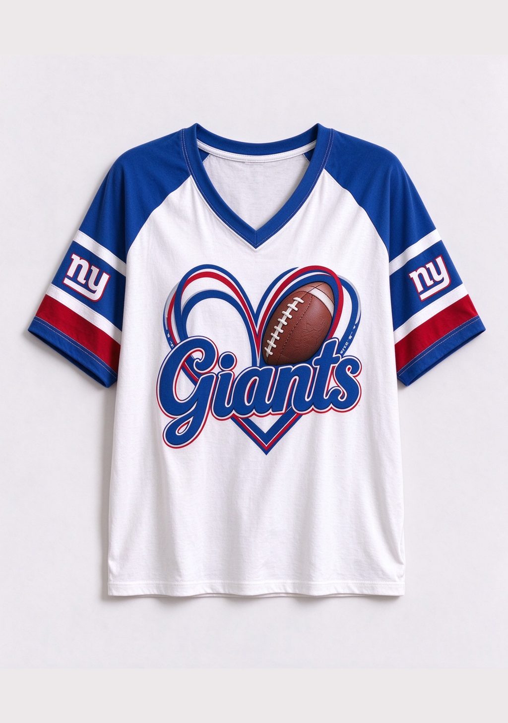 Women New York Giants Heart Graphic V-Neck Fan T-Shirt