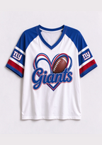 Women New York Giants Heart Graphic V-Neck Fan T-Shirt
