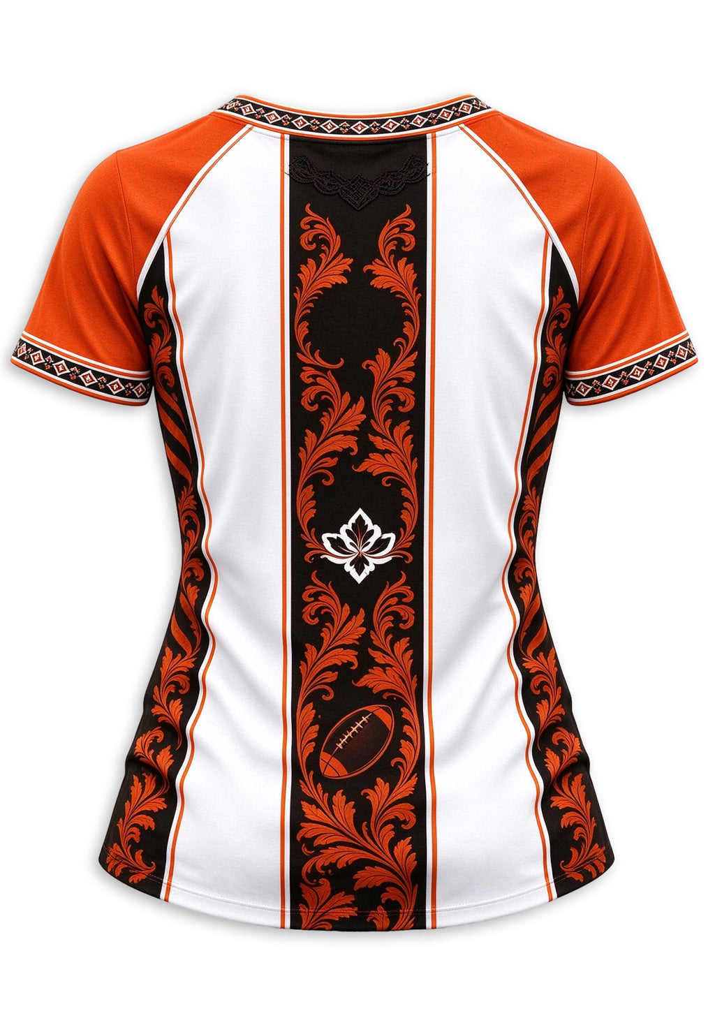 Women's Cincinnati Bengals Floral Baroque Striped V-Neck T-Shirt