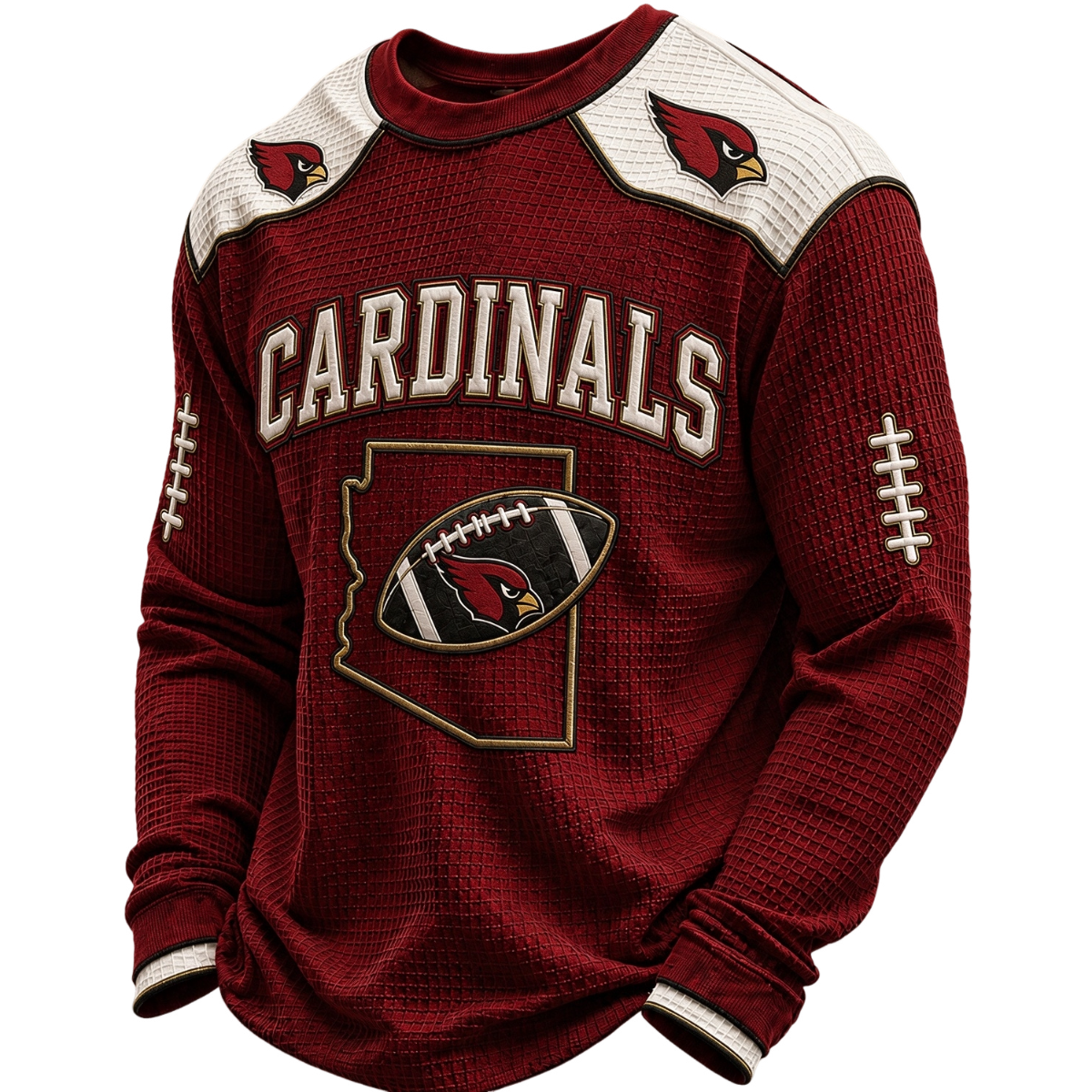 Arizona Cardinals Waffle Knit Long-Sleeve Sweatshirt