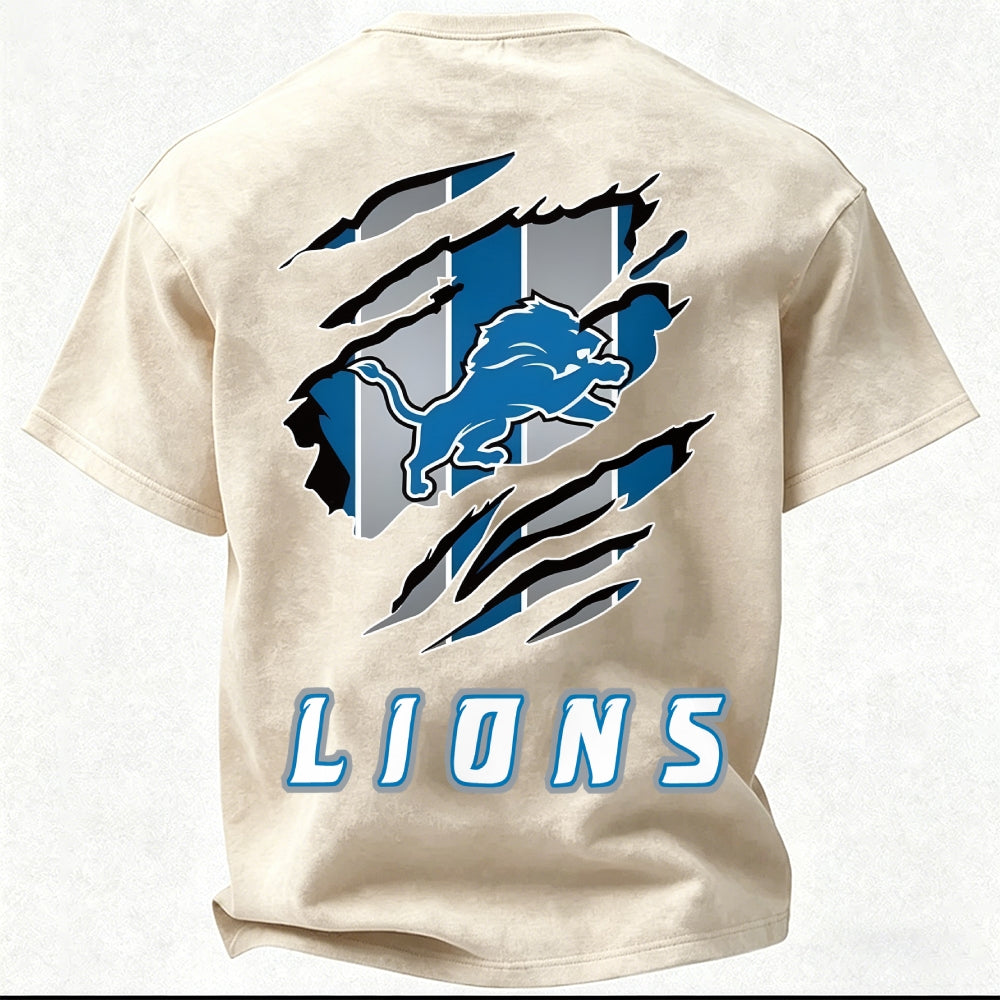 Detroit Lions Printed Unisex 100% Pure Cotton Washed T-Shirt