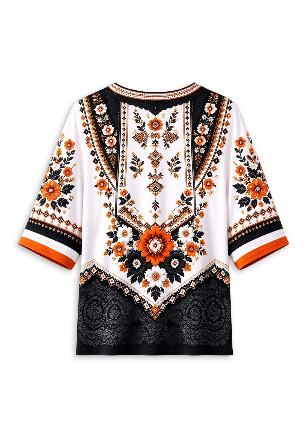 Women’s Cincinnati Bengals Boho Floral V-Neck 3/4 Sleeve Shirt