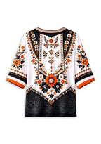 Women’s Cincinnati Bengals Boho Floral V-Neck 3/4 Sleeve Shirt