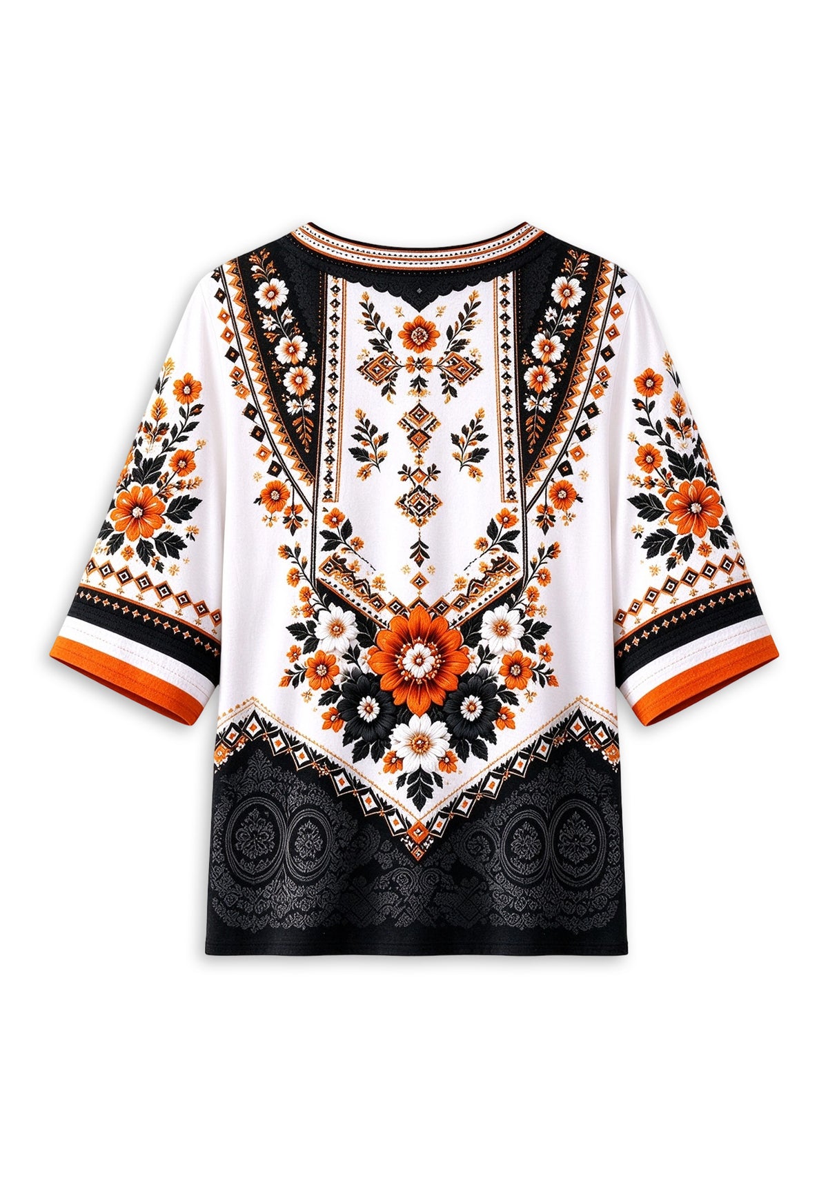 Women’s Cincinnati Bengals Boho Floral V-Neck 3/4 Sleeve Shirt