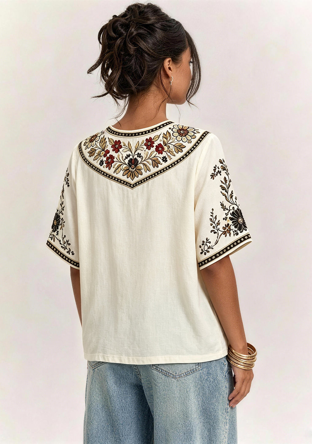 Boho Floral Pittsburgh Steelers V-Neck Blouse