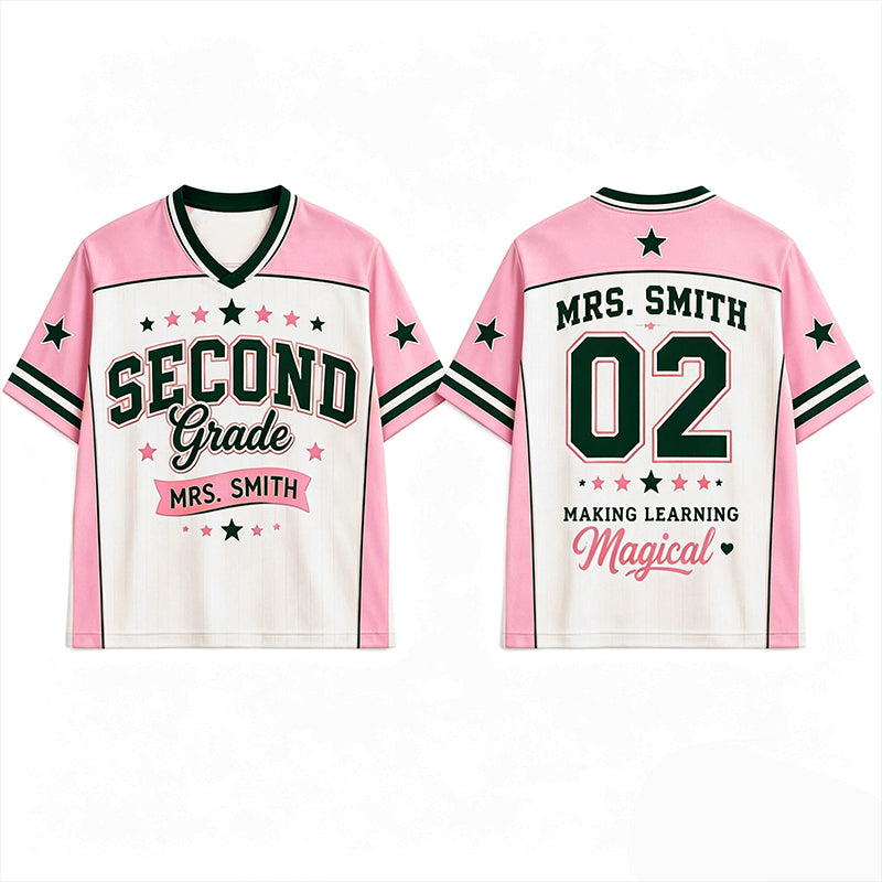 Personalized Grade And Name Making Learning Magical Teacher Mesh Jersey Secondary image