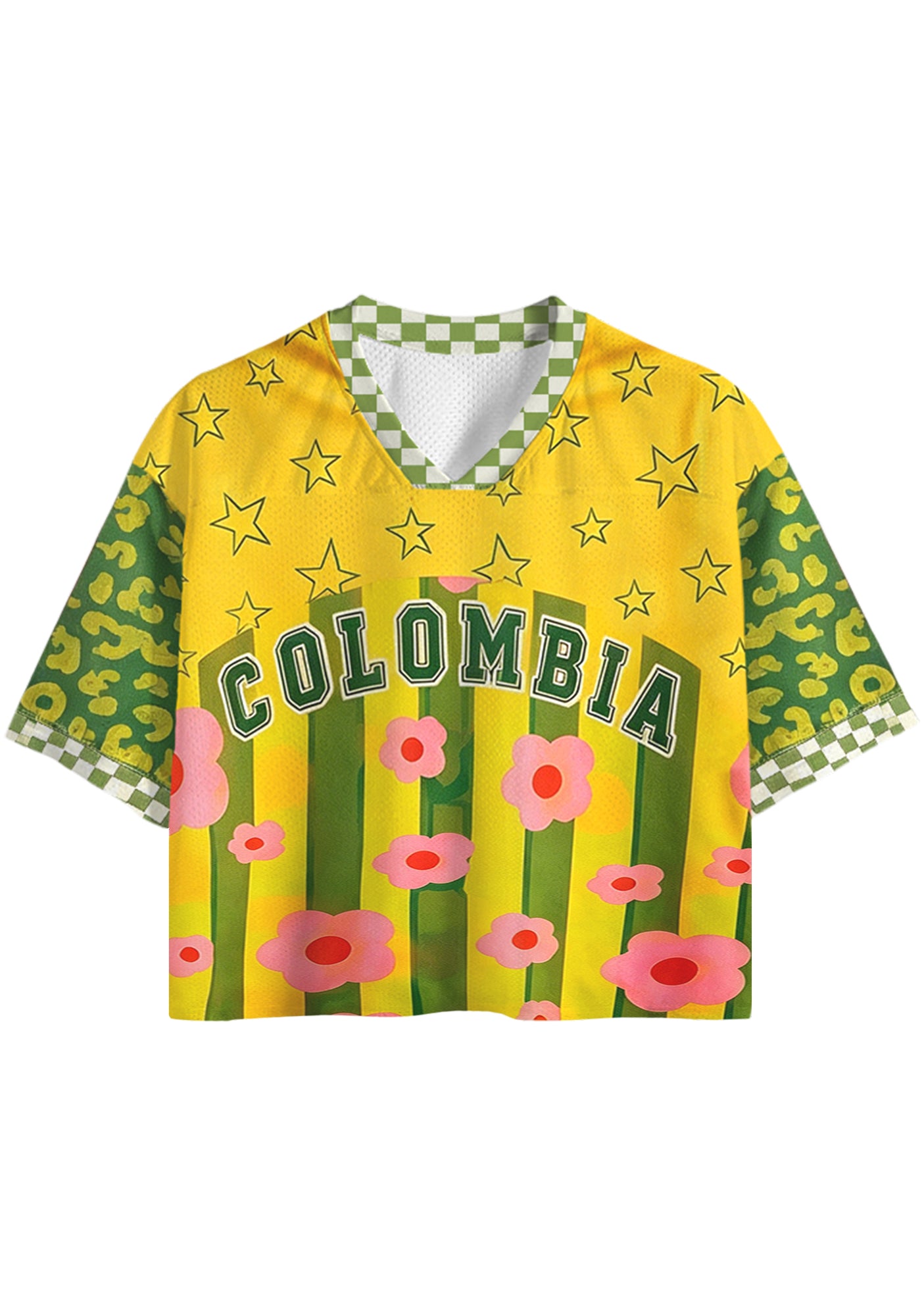 Colombia Retro Floral Star Cropped Mesh Jersey Shirt Main image