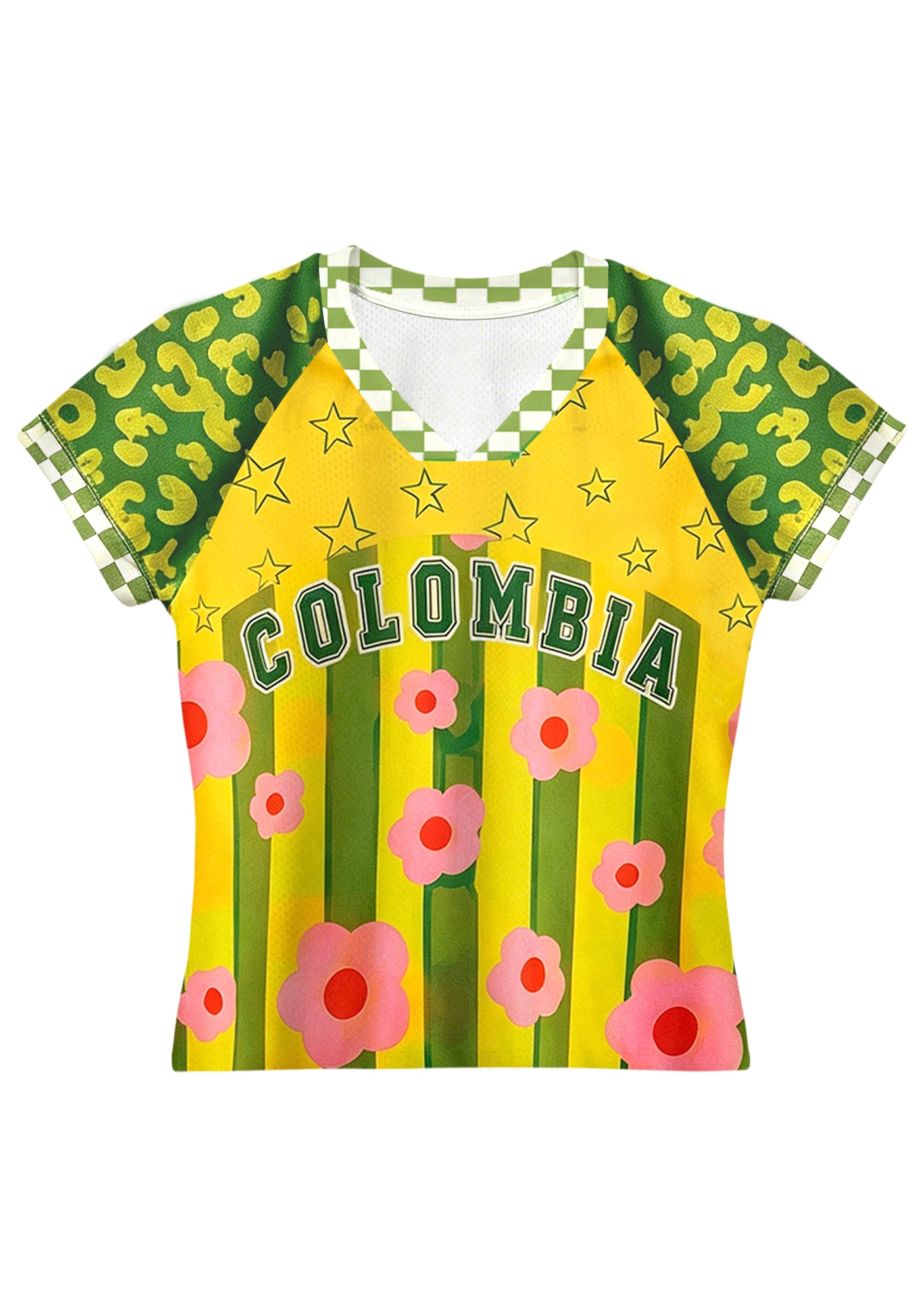 Colombia Retro Floral Star Baby Tee Secondary image