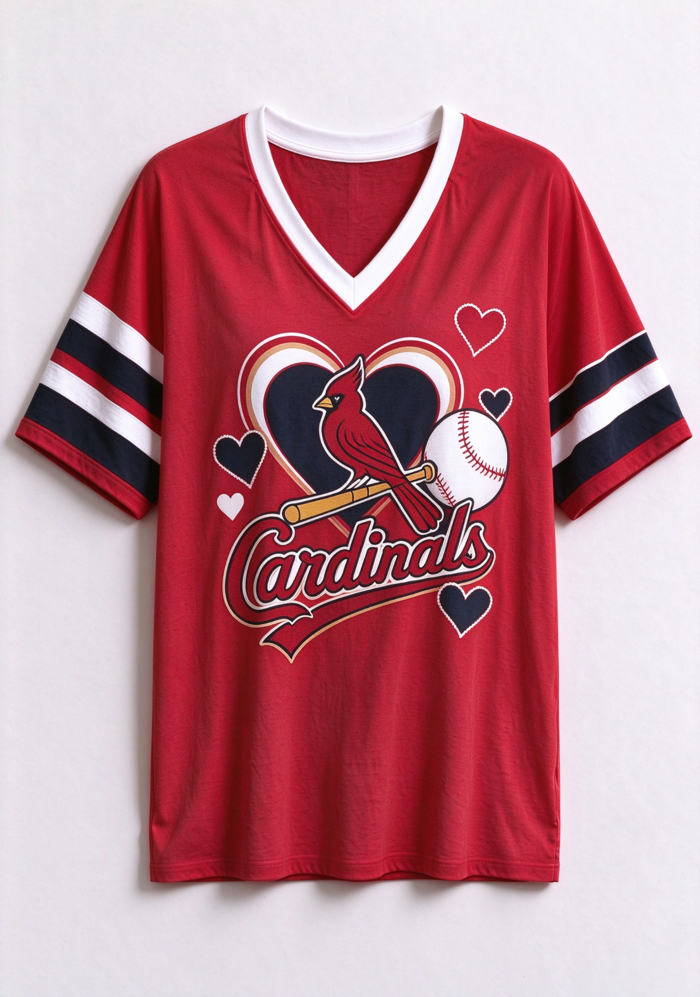 Women St. Louis Cardinals Heart Baseball Graphic V-Neck T-Shirt Secondary image