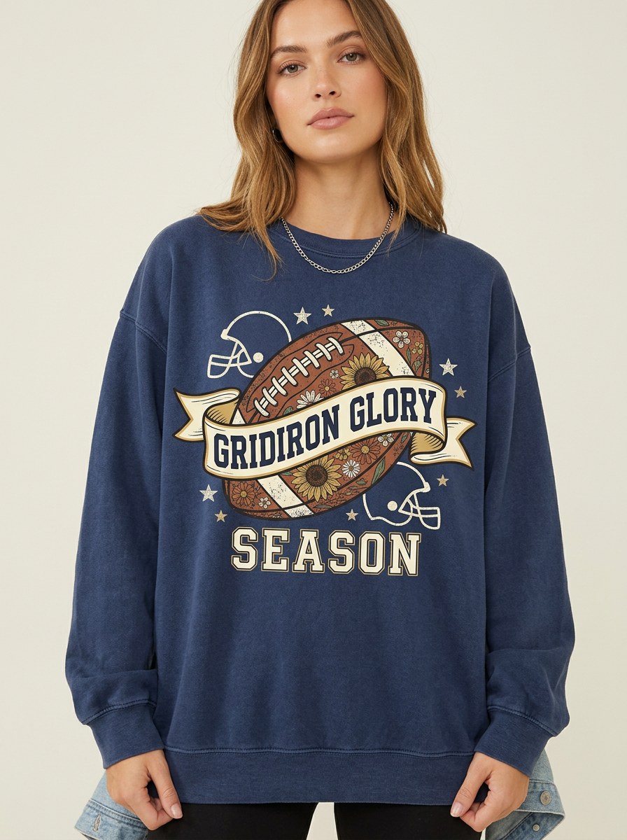 Women's Football Lover Gridiron Glory Sunflower Printed Long-Sleeve T-Shirt Main image