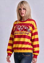 Women's Peace Love Kansas City Chiefs Striped Crewneck Sweatshirt