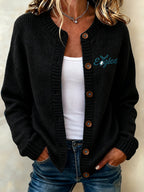 Women'S Football Printed Knitted Cardigan