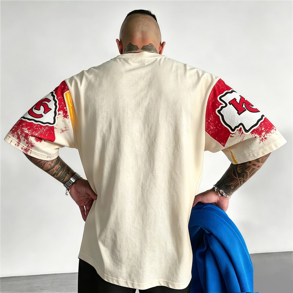 Kansas City Chiefs Retro Cracked Printed T-Shirt