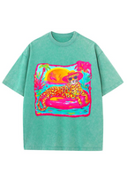 Neon Tropical Vacation Leopard Washed Tee