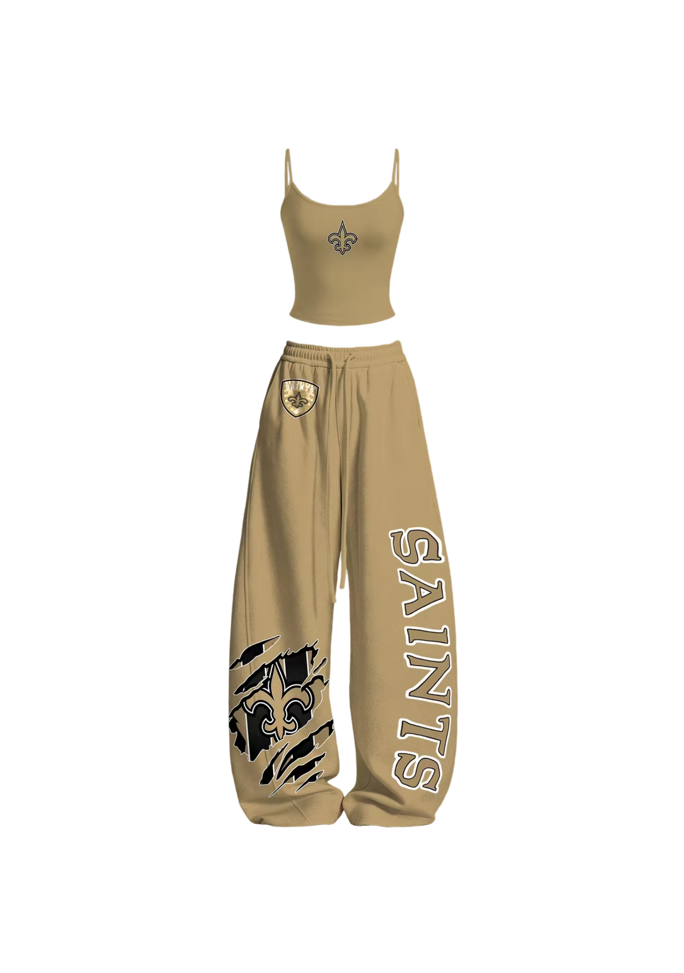 New Orleans Saints Fleur-de-lis Claw Rip Tops & Elasticated Trousers Two-Piece Set Main image