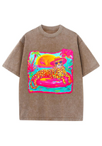 Neon Tropical Vacation Leopard Washed Tee