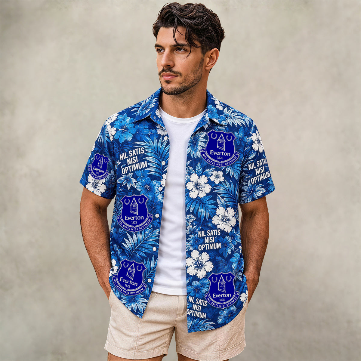 Everton FC Tropical Hibiscus Print Hawaiian Shirt For Fan Main image