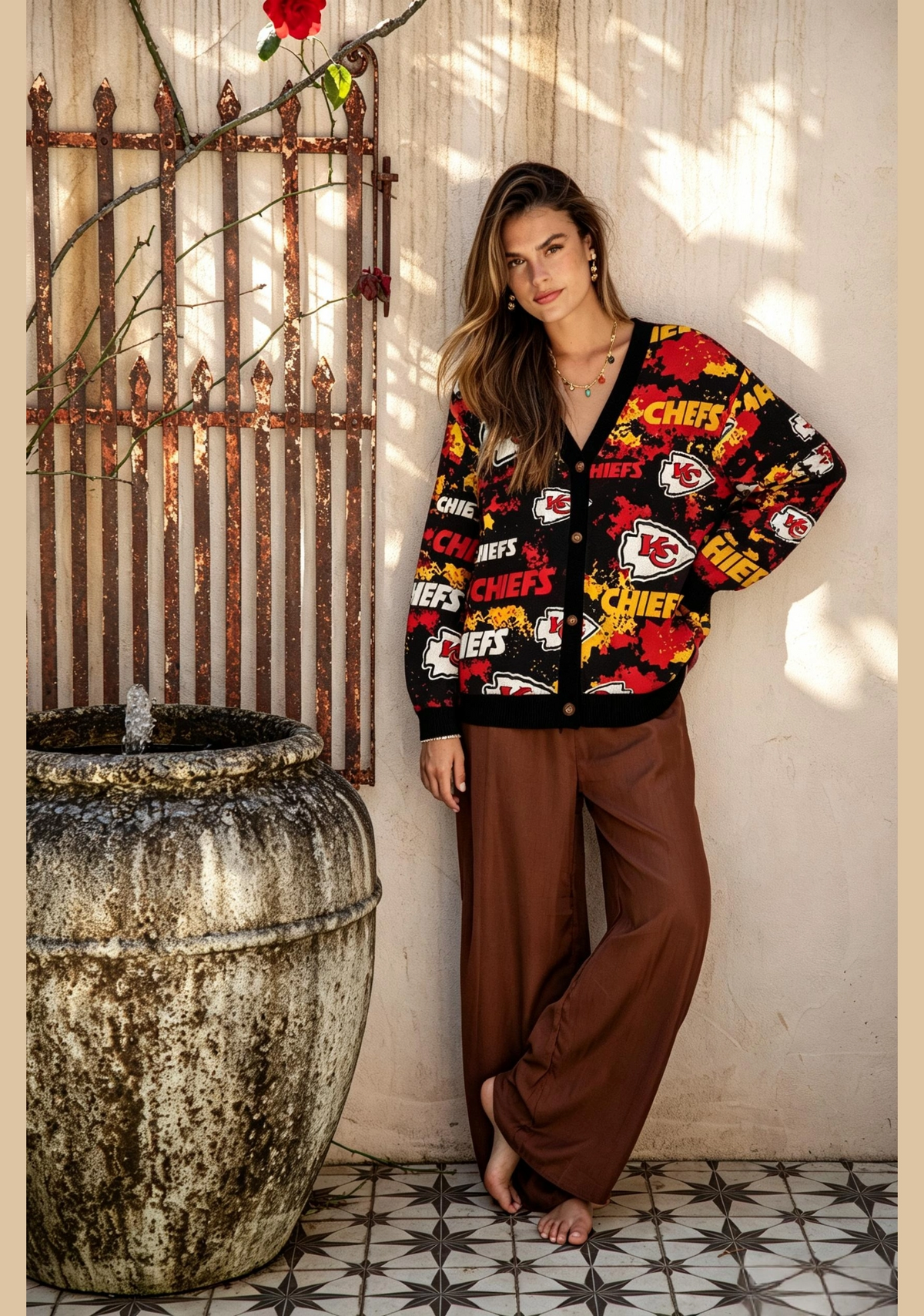 Kansas City Chiefs Splash‑Pattern All‑Over Print Lightweight Cardigan Main image