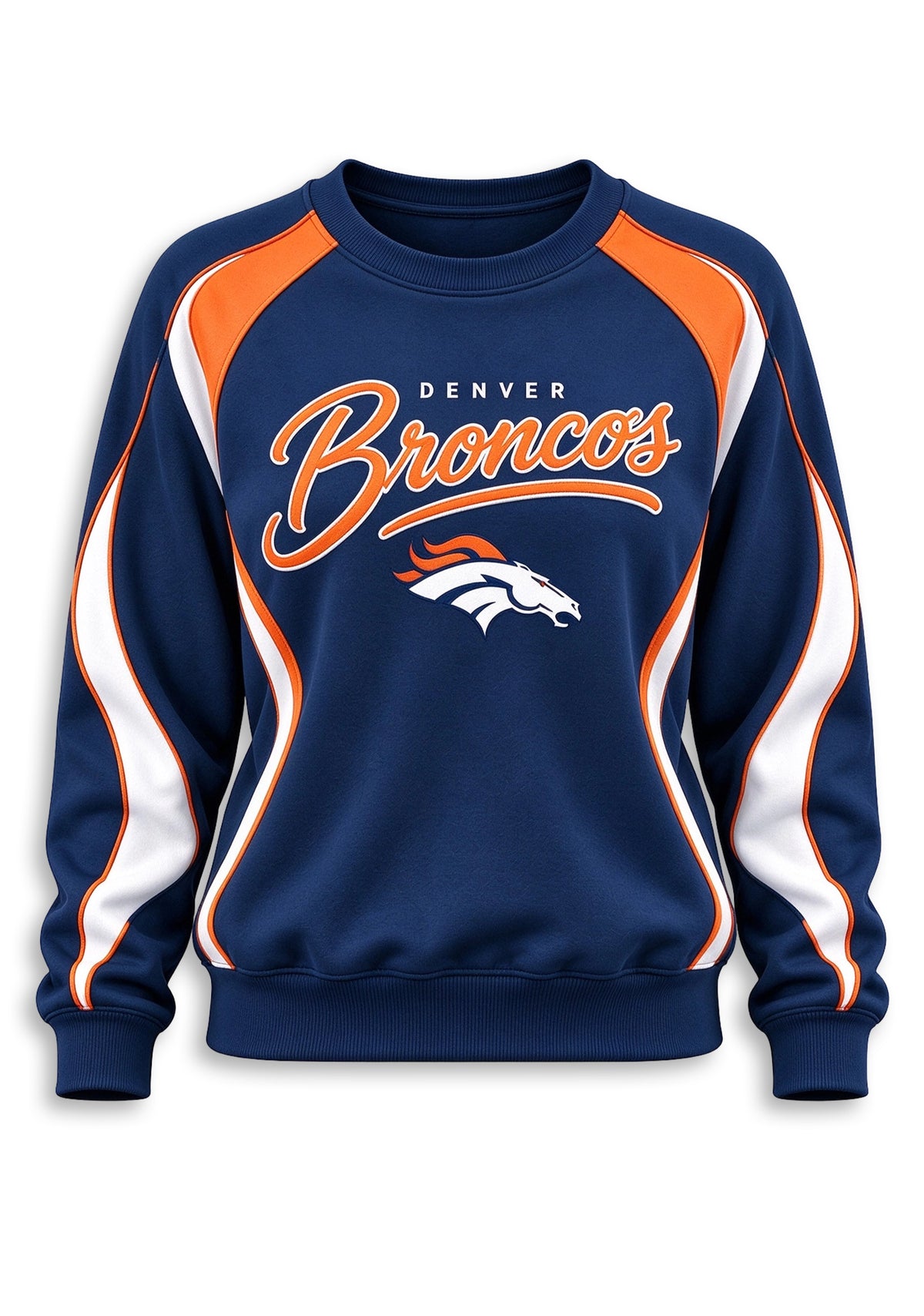 Women's Denver Broncos Crewneck Sweatshirt & Flared Pants 2 Piece Set